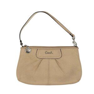 Vintage COACH Wristlet Bag Purse Card Holder Pebbled Beige Leather 9.5”x5.5” Y2K